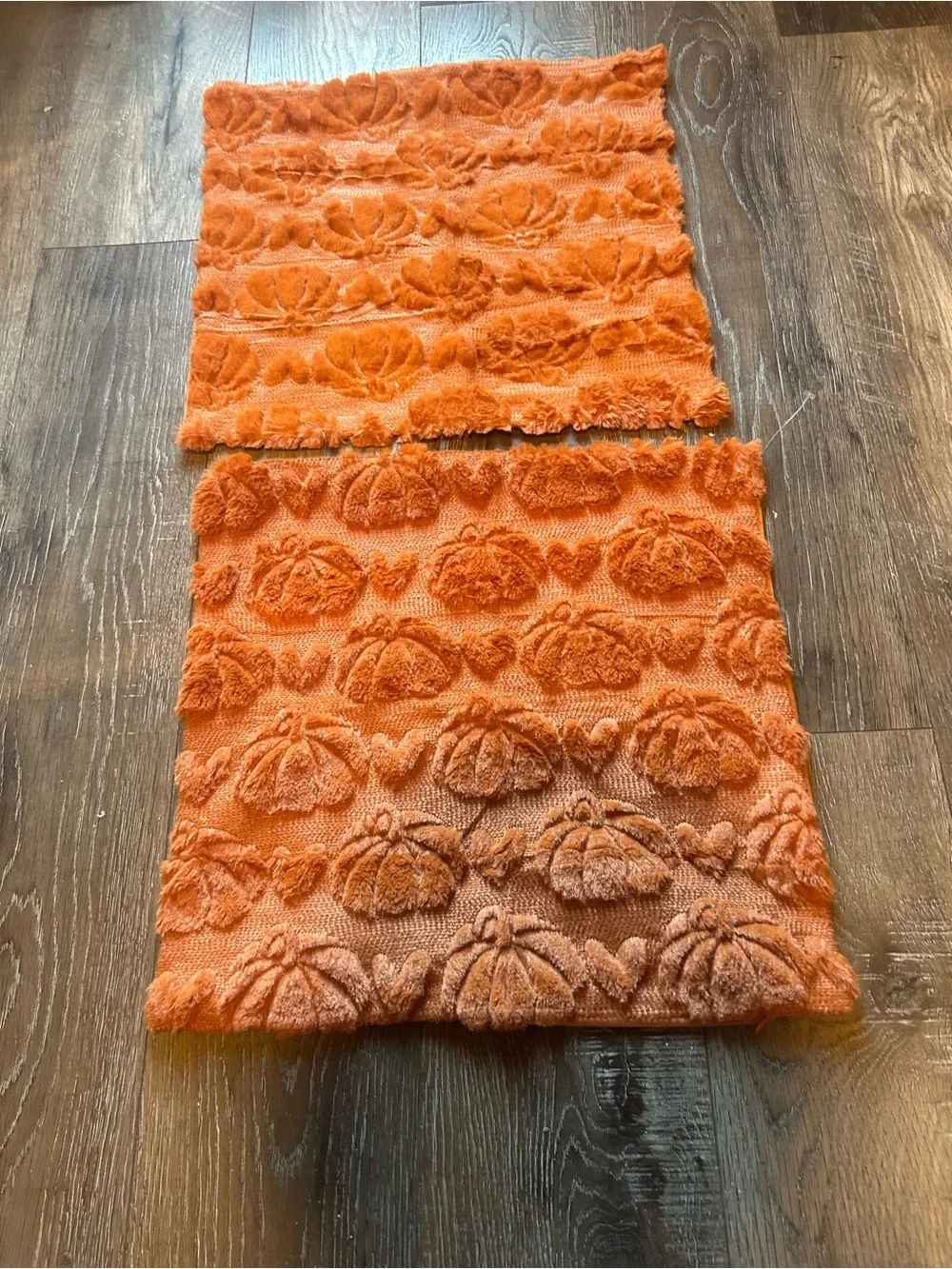 Fall Rust Pumpkin Textured Pillow Covers 18x18 Set of 2